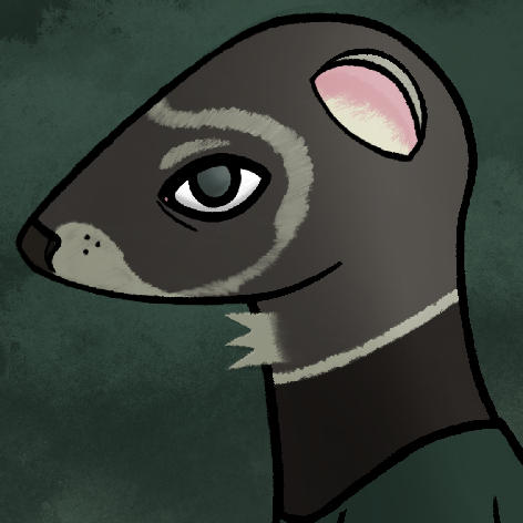 Drawing of a Grarrg, the ferret, in clothes.