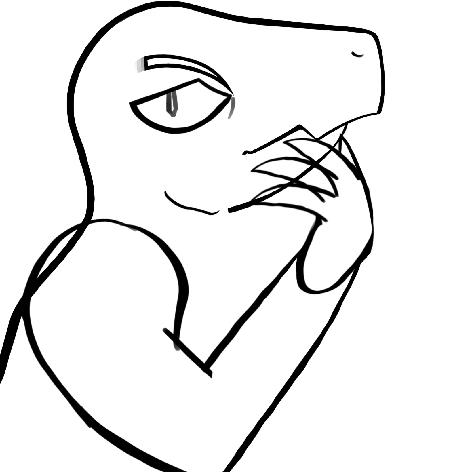 Work in progress drawing of an evil looking lizard